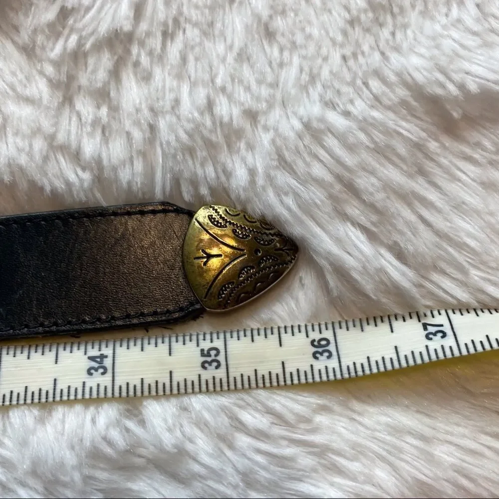 Brighton Vintage Multi-colored Leather Belt With Gold Tone Hardware